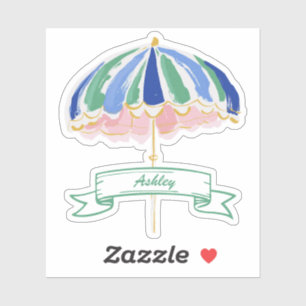Coastal Beach Umbrella Bachelorette Personalized Sticker