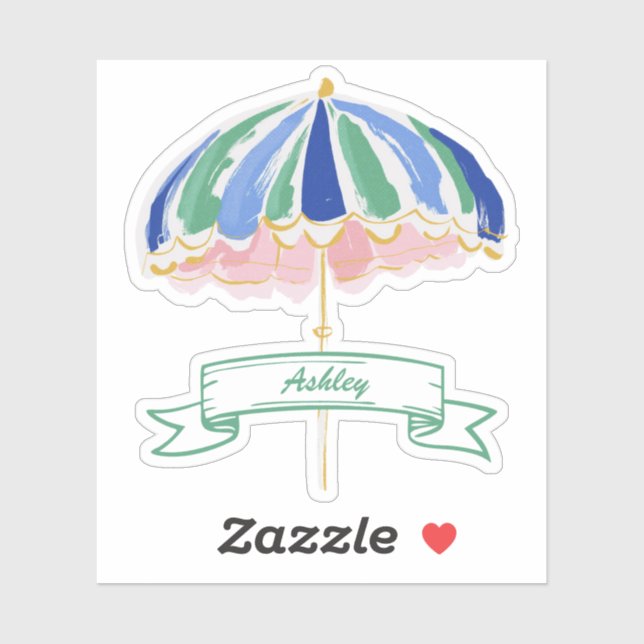 Coastal Beach Umbrella Bachelorette Personalized  Sticker (Sheet)