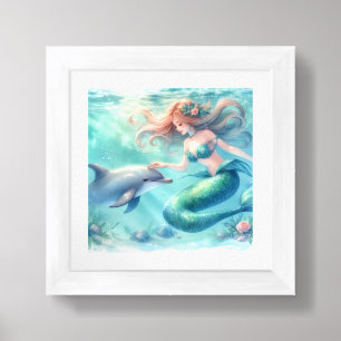 Coastal Beach Under the Sea Mermaid Ocean Framed Art