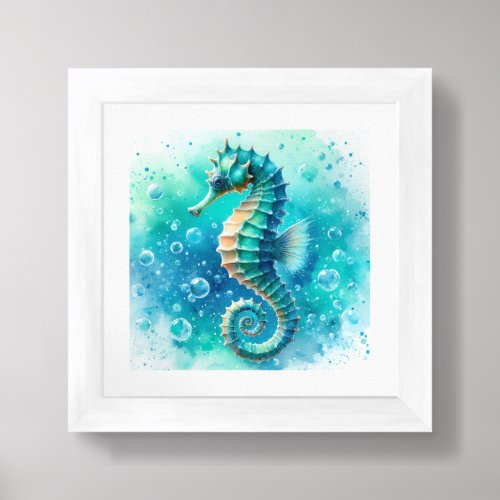 Coastal Beach Under the Sea Seahorse Ocean  Framed Art