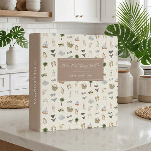 Coastal Beach Vacation Rental Guest Information 3 Ring Binder