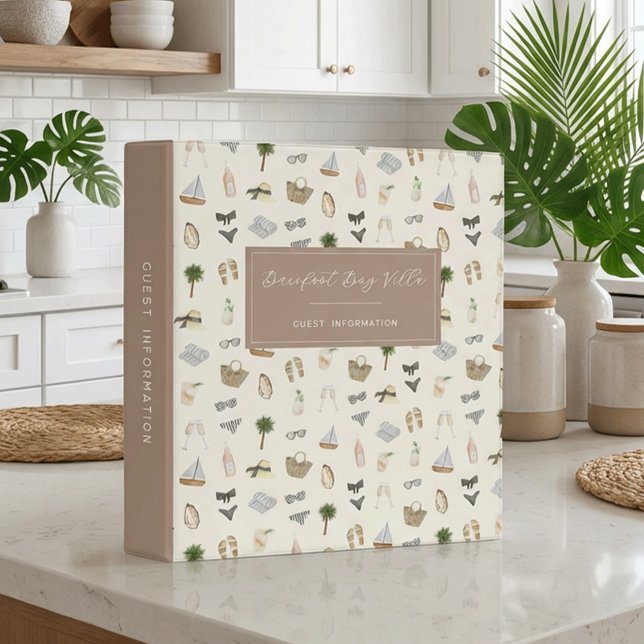 Coastal Beach Vacation Rental Guest Information 3 Ring Binder (Creator Uploaded)