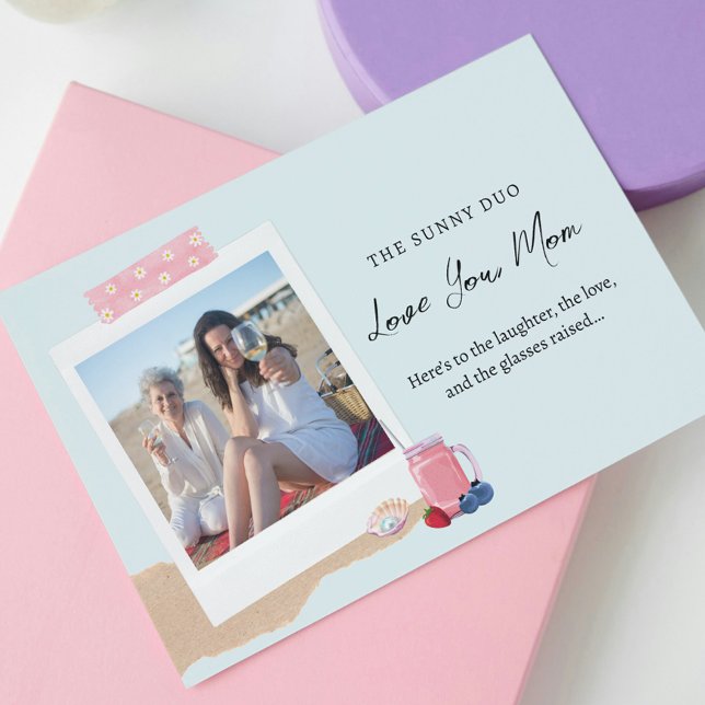 Coastal Beach Vibe Modern Photo Mother's Day Card (Creator Uploaded)
