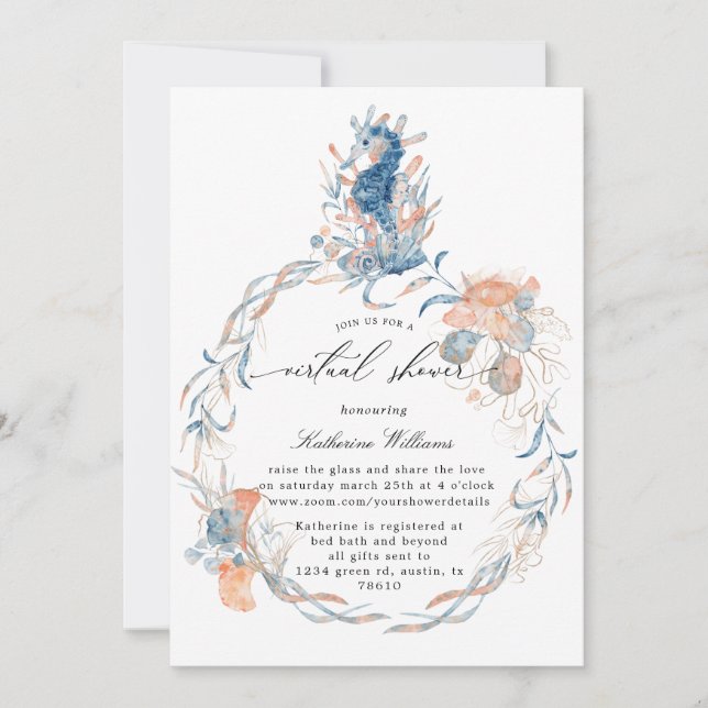 coastal beach virtual baby Shower Invitation (Front)