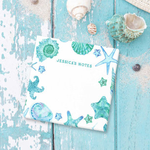 Coastal Beach Watercolor Sea Shells and Starfish Post-it Notes