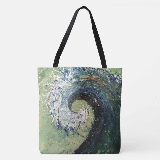 Coastal Beach Wave Fine Art Painting Tote Bag (Front)