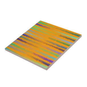 Coastal Beach Waves Salty Watercolor On Orange Ceramic Tile