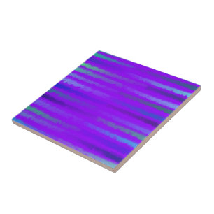 Coastal Beach Waves Salty Watercolor On Purple Ceramic Tile