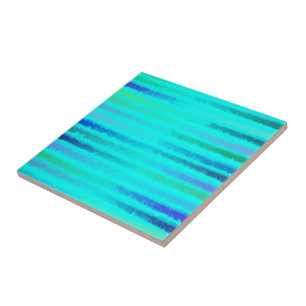 Coastal Beach Waves Salty Watercolor On Turquoise  Ceramic Tile