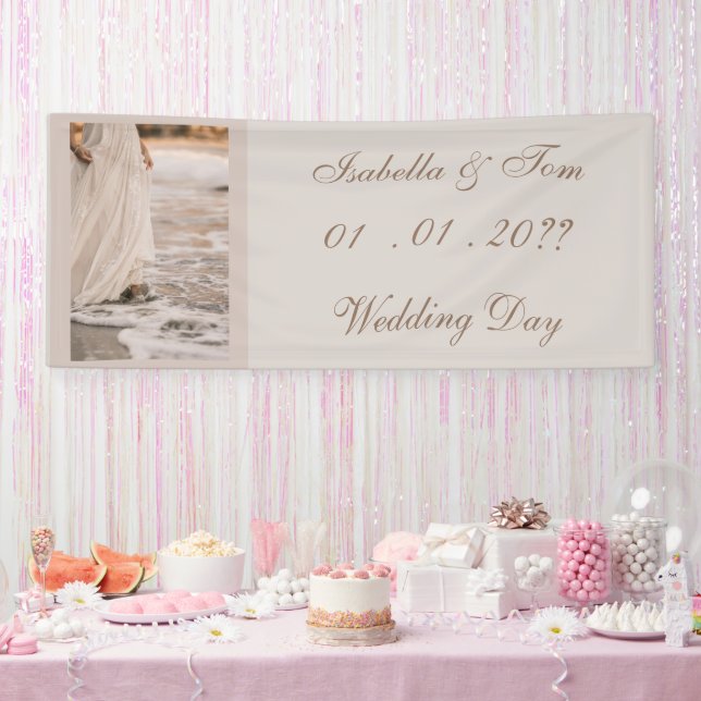 Coastal Beach Wedding | Neutral Boho Reception Banner (Party)