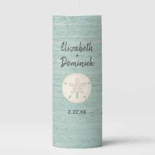 Coastal Beach Wedding Sand Dollar Pillar Candle