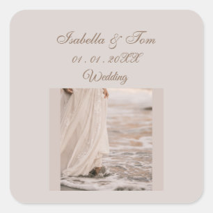 Coastal Beach Wedding   Soft Neutral Boho Favor Square Sticker