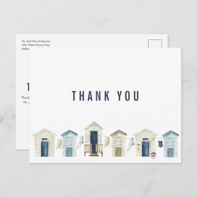 Coastal Beach Wedding Thank You  Postcard (Front/Back)