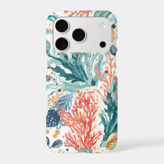 Coastal Beachy Coral & Sea Shells iPhone 17 Pro Case