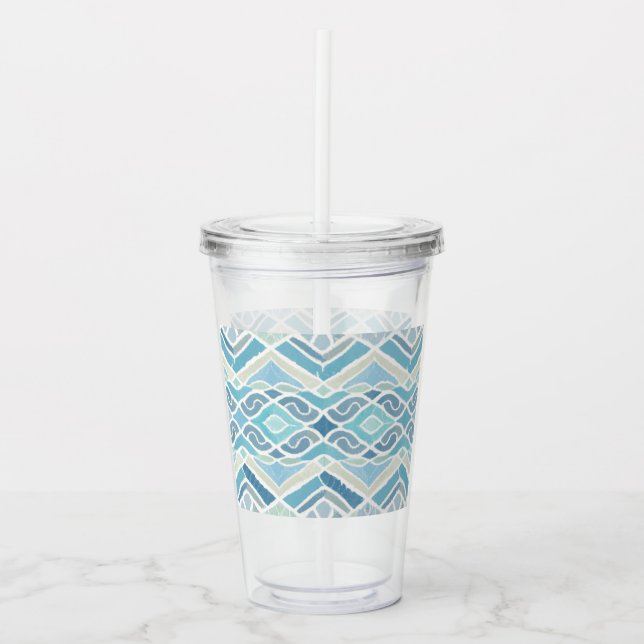 Coastal/beachy/nautical blue acrylic tumbler (Front)