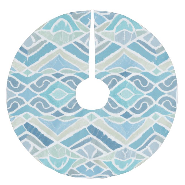 Coastal/beachy/nautical blue brushed polyester tree skirt (Front)