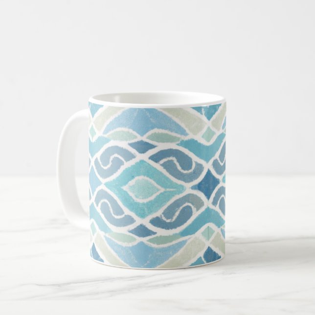 Coastal/beachy/nautical blue coffee mug (Front Left)