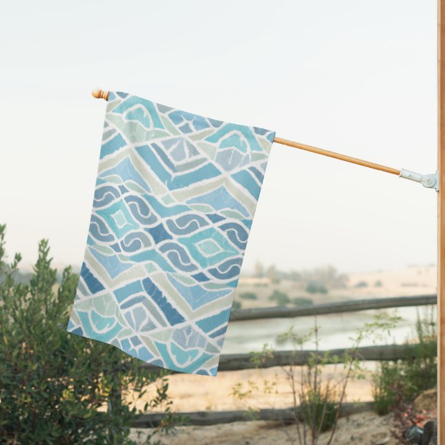 Coastal/beachy/nautical blue house flag (Insitu (Back))