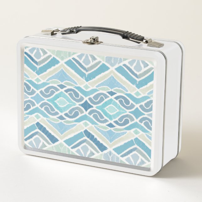 Coastal/beachy/nautical blue metal lunch box (Front)