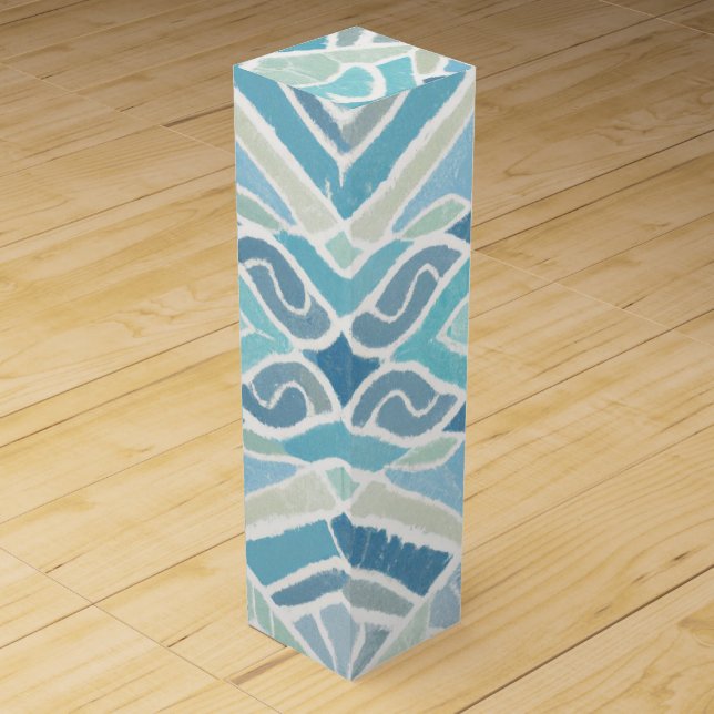 Coastal/beachy/nautical blue wine box (Front)