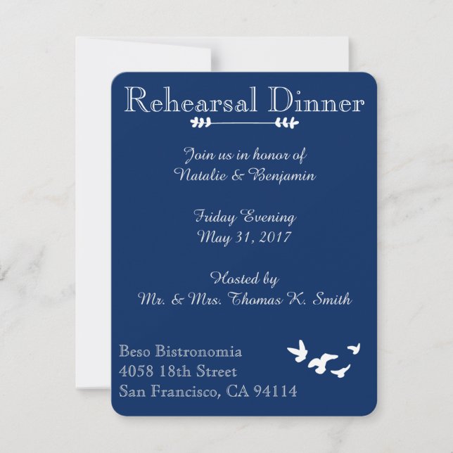 Coastal Birds Wedding | Rehearsal Dinner Invite (Front)