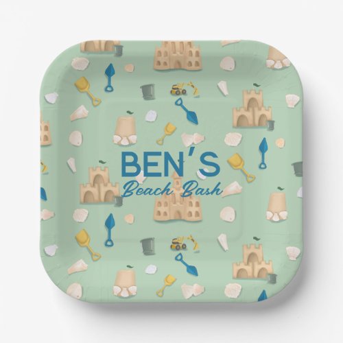 Coastal Birthday Sandcastle Beach Seashell Paper Plates