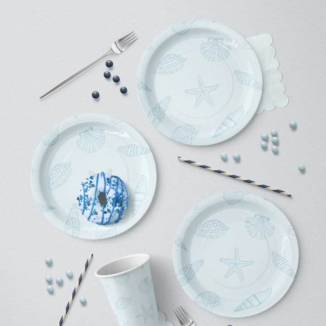 Coastal Bites Seafoam Blue Paper Plates (Creator Uploaded)