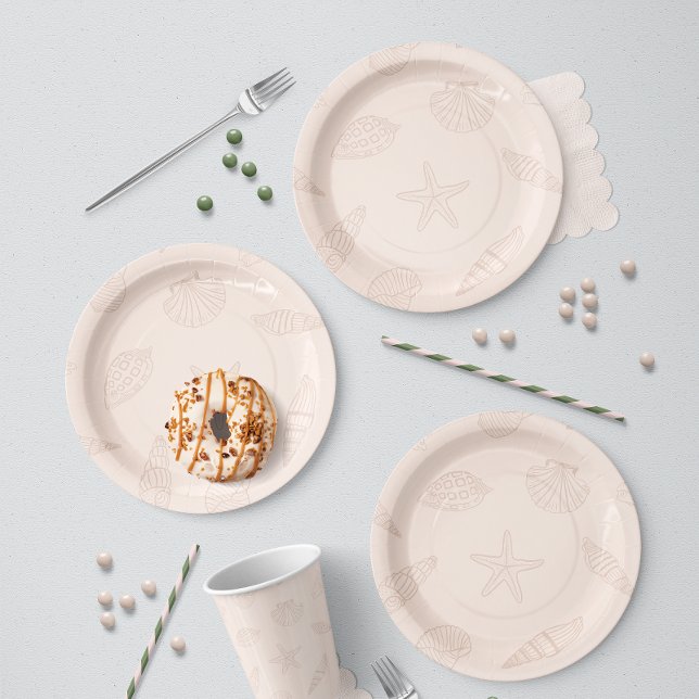 Coastal Bites Shell Pink Paper Plates (Creator Uploaded)