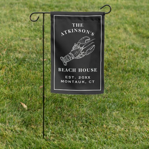 Coastal Black Beach House Lobster Garden Flag