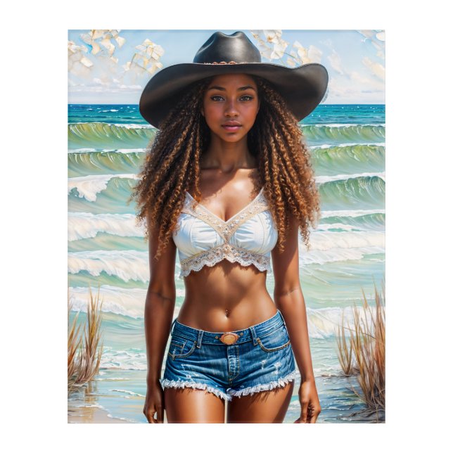 Coastal Black Girl Portrait Acrylic Print (Front)