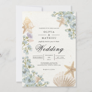 Coastal Bloom Arch Wedding Invitation