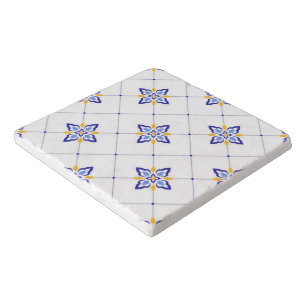 Coastal Blossom Minimal Blue Modern Mediterranean Trivet