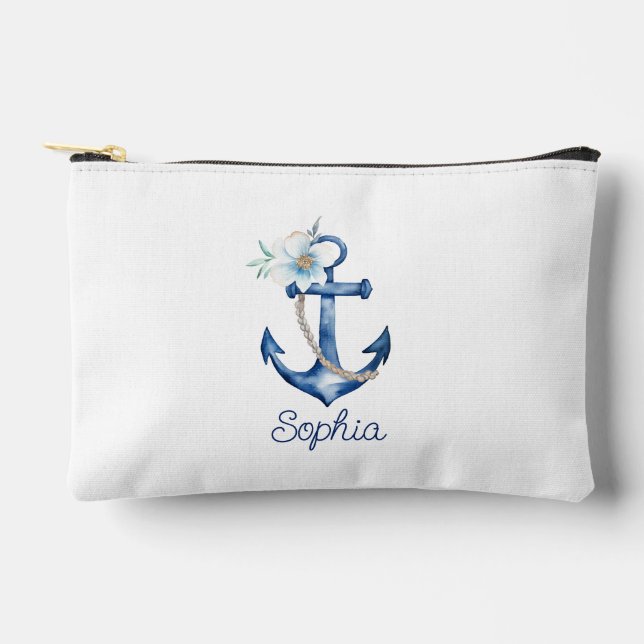 Coastal Blue Anchor Toiletry Bag | Nautical Travel (Front)