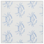 Coastal Blue and White Crabs Fabric