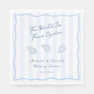 Coastal Blue And White Oyster Roast Wedding Shower Napkins