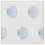 Coastal Blue and White Scallop Shells Fabric