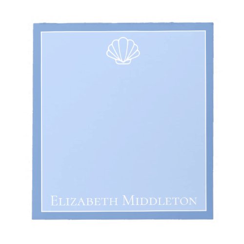 Coastal Blue and White Seashell Personalized Notepad