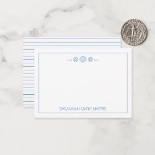 Coastal Blue and White Seashells Personalized Note Card