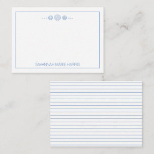 Coastal Blue and White Seashells Personalized Note Card
