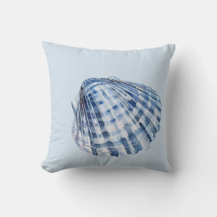 Coastal Blue and White Seashells Throw Pillow