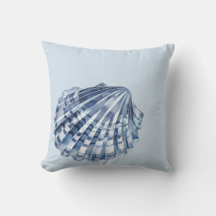 Coastal Blue and White Seashells Throw Pillow