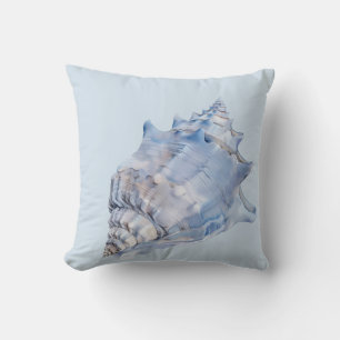 Coastal Blue and White Seashells Throw Pillow