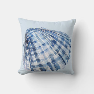 Coastal Blue and White Seashells Throw Pillow
