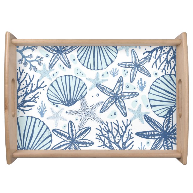 Coastal Blue and White Serving Tray (Front)