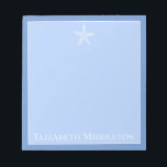 Coastal Blue and White Starfish Personalized Notepad<br><div class="desc">This beautiful notepad features a cute white starfish on a background of soft blues.  Personalize with your choice of name or special text.</div>