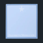 Coastal Blue and White Starfish Personalized Notepad<br><div class="desc">This beautiful notepad features a cute white starfish on a background of soft blues.  Personalize with your choice of name or special text.</div>