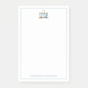 Coastal Blue and White Stripe Beach Tote Post-it Notes
