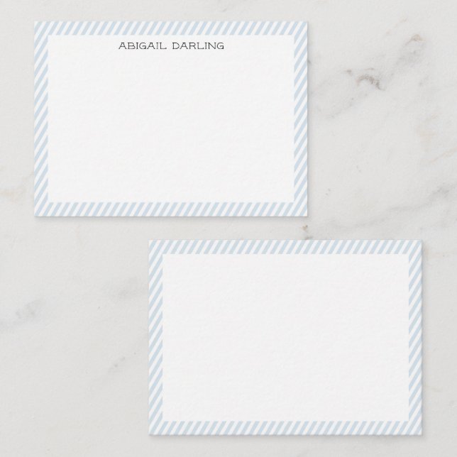 Coastal Blue and White Stripe Nautical Note Card (Front/Back)