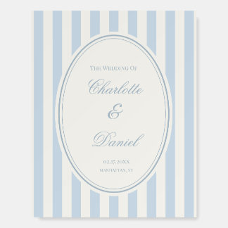 Coastal Blue and White Stripe Wedding Sign Custom