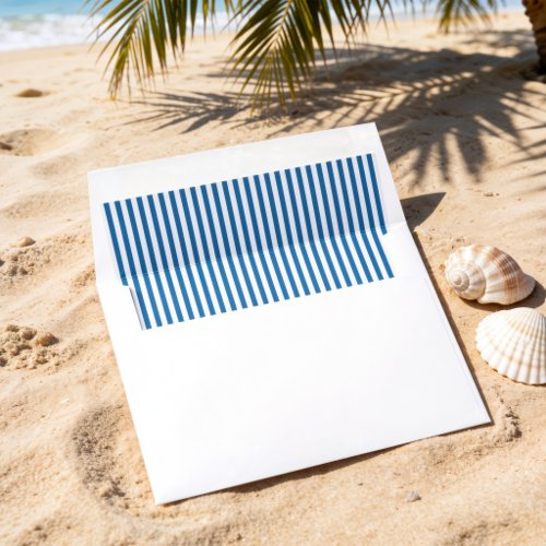 Coastal Blue and White Stripes Wedding Envelope Liner